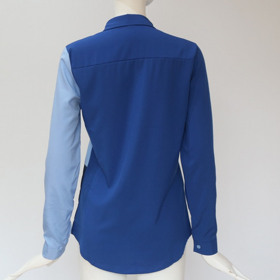 2018 New Autumn Women Blouses Office Patchwork Long Sleeve Tops Loose Turn Down Collar Casual Ladies Blouses Blusa Camisas Mujer