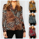 2019 Chiffon Womens Tops And Blouses Vintage Long Sleeve Turn-Down Shirts Fashion Animal Print Patchwork Blouse Ladies Blusas