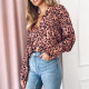 2019 Spring Leopard Chiffon Blouse Women Sexy V Neck Long Sleeve Shirt Elegant Office Lady Blouses Tops Blusas Mujer Plus Size