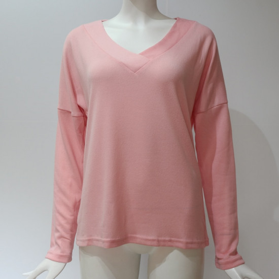 2019 Spring Women Shirts Casual Long Sleeve V Neck Knitted Blouse Shirt Solid Ladies Tops Elegant Blouses Blusas Mujer Plus Size