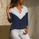 Autumn Women Blouses 2018 New Office Patchwork Long Sleeve Blouse Loose Turn Down Collar Streetwear Shirt Blusas Mujer Plus Size