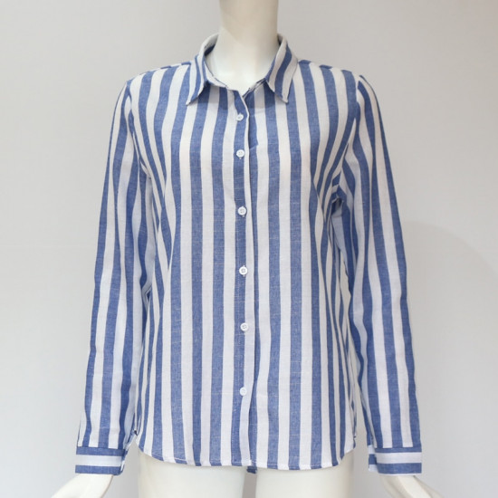 Blouse Women 2018 Autumn Striped Office Ladies Blouse Turn Down Collar Long Sleeve Blouses Casual Loose Button Elegant Shirts