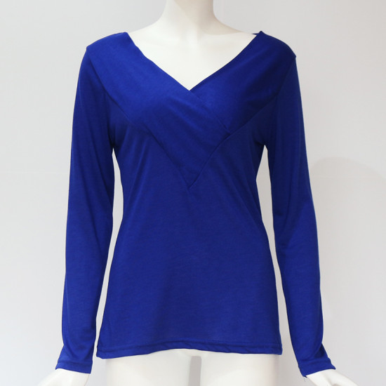 Blouse Women Cotton Top 2019 Casual Long Sleeve Shirt Fashion V Neck Solid Blouse Elegant Office Tops Tee Female Plus Size Shirt