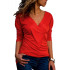 Blouse Women Cotton Top 2019 Casual Long Sleeve Shirt Fashion V Neck Solid Blouse Elegant Office Tops Tee Female Plus Size Shirt