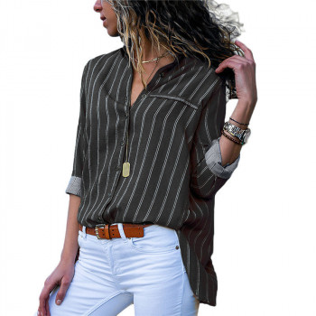 Casual Loose Women Blouses And Tops 2019 Harajuku Fashion Striped Blouse Long Sleeve Shirt Office Ladies Top Tee Camisa Feminina