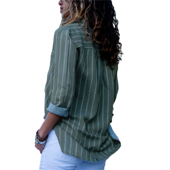Casual Loose Women Blouses And Tops 2019 Harajuku Fashion Striped Blouse Long Sleeve Shirt Office Ladies Top Tee Camisa Feminina