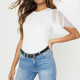 Casual Short Sleeve Womens Tops And Blouses 2019 Sexy Lace Patchwork Solid Ladies Shirts Slim Streetwear O-Neck Tunic Tee Blusas