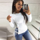 Knitted Blouse Women 2019 Spring Long Sleeve Lace Up Shirt Tops Solid Casual O Neck Blouses Shirts Camisetas Blusas Mujer S-XL