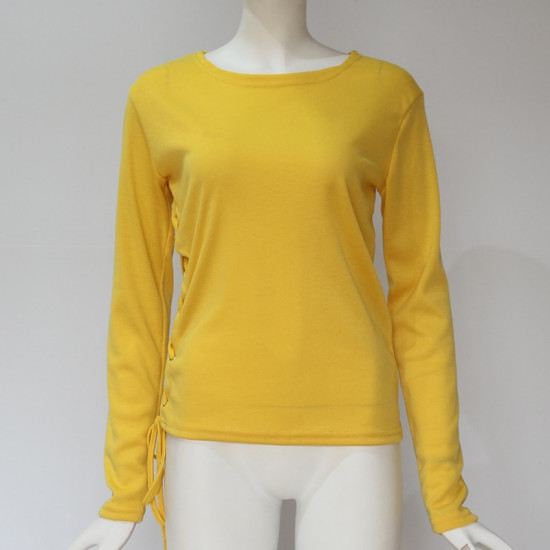 Knitted Blouse Women 2019 Spring Long Sleeve Lace Up Shirt Tops Solid Casual O Neck Blouses Shirts Camisetas Blusas Mujer S-XL