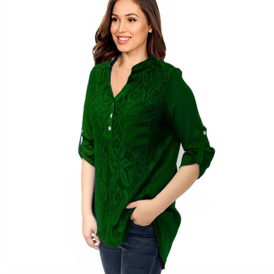 Lace Chiffon Blouses Shirts 2019 Summer Women Tops Fashion Office Lady Shirts Casual Long Sleeve Tops Plus Size 5XL Blusas