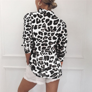 Leopard Print Blouse 2019 Women Chiffon Blouse Shirt Spring Long Sleeve Snake Print Tops Plus Size Elegant Ladies Tunic Blouses