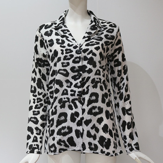 Leopard Print Blouse 2019 Women Chiffon Blouse Shirt Spring Long Sleeve Snake Print Tops Plus Size Elegant Ladies Tunic Blouses