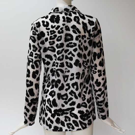 Leopard Print Blouse 2019 Women Chiffon Blouse Shirt Spring Long Sleeve Snake Print Tops Plus Size Elegant Ladies Tunic Blouses