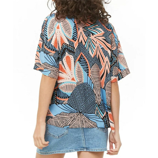 New Arrival 2019 Blouse Women Summer Geometric Batwing Short Sleeve Casual Shirt Turn Down Collar Plus Size Tops Camisas Mujer