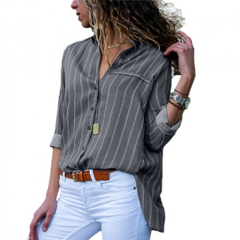 New Arrival Women Blouses 2018 Autumn Striped Button Women Tops And Blouses Casual Long Sleeve Blouse Office Ladies Shirt S-3XL