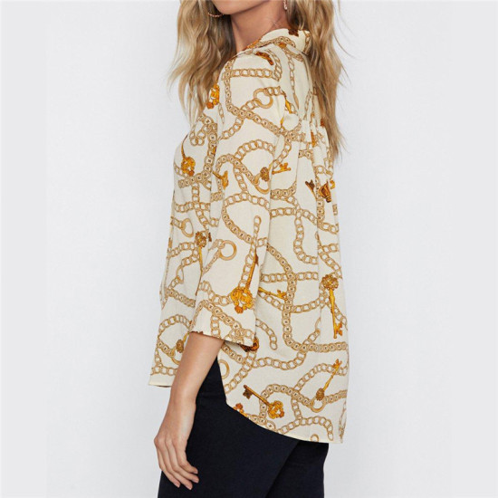 New Arrivals Chiffon Summer Blouse Shirt Women Casual Turn Down Collar Three Quarter Sleeve Office Ladies Tops Roupa Feminina