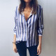 Office Blouse Women Sexy Turn Down Collar Long Sleeve Striped Shirt 2019 New Spring Loose Casual Blouses Button Camisas Feminina