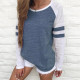 Stripe Patchwork Women Blouse 2019 Casual Cotton Loose Shirt Fashion Long Sleeve Basic Tees Pullover Plus Size Baseball Top 5XL