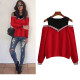 Women Blouses Long Sleeve 2019 Sexy Off Shoulder Splice Ladies Tops Casual Fake Two Pieces Blouse Hollow Out O-Neck Femme Shirt