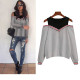 Women Blouses Long Sleeve 2019 Sexy Off Shoulder Splice Ladies Tops Casual Fake Two Pieces Blouse Hollow Out O-Neck Femme Shirt