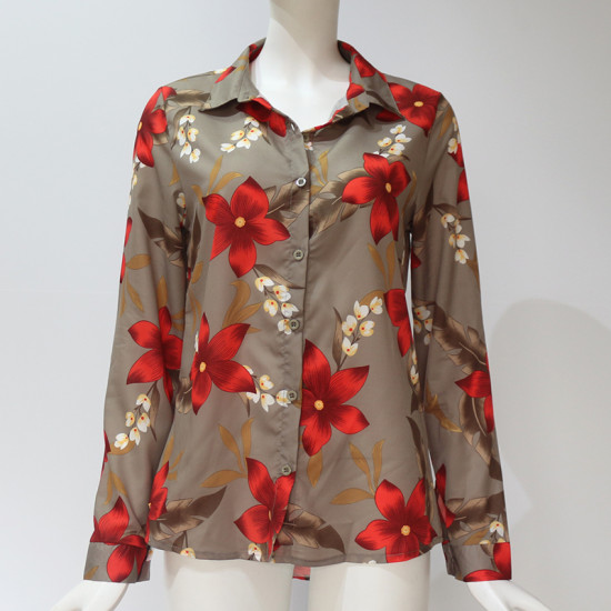 Women Shirts 2019 Long Sleeve Floral Blouse Casual Turn Down Collar Office Ladies Blouses Tops Vintage Tunic Blusas Feminina 3XL