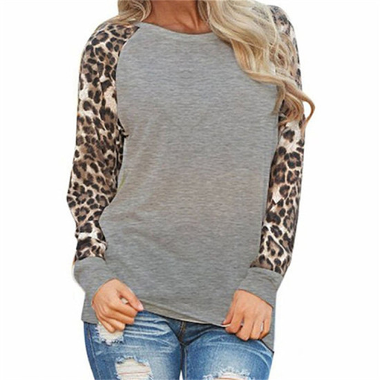 Women Tops and Blouses 2019 Cotton Patchwork Long Sleeve Shirt Leopard Fashion Casual O-Neck Plus Size Blouse 5XL Blusa Feminina