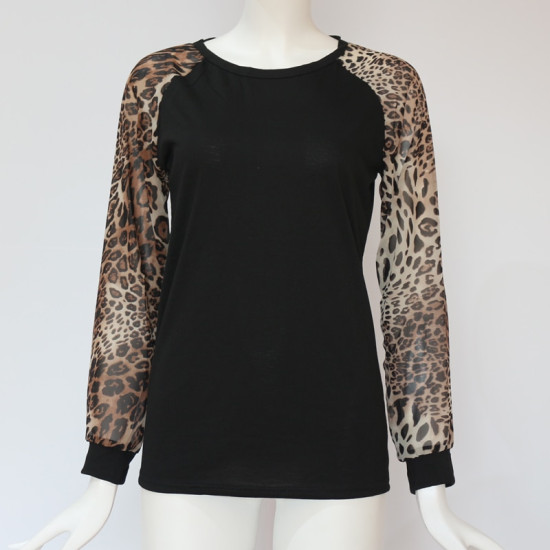Women Tops and Blouses 2019 Cotton Patchwork Long Sleeve Shirt Leopard Fashion Casual O-Neck Plus Size Blouse 5XL Blusa Feminina
