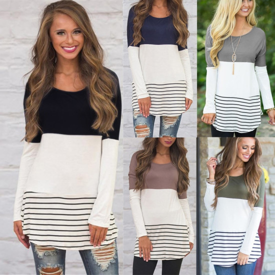 Womens Tops And Blouses 2018 Casual Back Lace Blouse Patchwork Long Sleeve Blouse Shirt Loose O Neck Ladies Tops Camisa Feminina