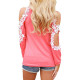Womens Tops and Blouses 2019 Sexy Cold Shoulder Long Sleeve Lace Blouse Casual Loose Shirt Elegant Solid Femme Ladies Top Tee 2X