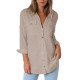 Womens Tops and Blouses 2019 Spring Long Sleeve Turn Down Collar Shirt Vintage Button Blouse Solid Ladies Tops Blusas Mujer XXL