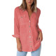 Womens Tops and Blouses 2019 Spring Long Sleeve Turn Down Collar Shirt Vintage Button Blouse Solid Ladies Tops Blusas Mujer XXL