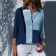 2018 New Autumn Women Blouses Office Patchwork Long Sleeve Tops Loose Turn Down Collar Casual Ladies Blouses Blusa Camisas Mujer
