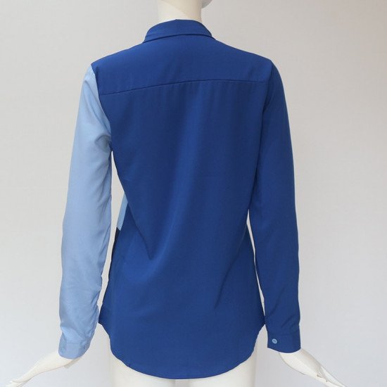 2018 New Autumn Women Blouses Office Patchwork Long Sleeve Tops Loose Turn Down Collar Casual Ladies Blouses Blusa Camisas Mujer