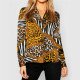 2019 Chiffon Womens Tops And Blouses Vintage Long Sleeve Turn-Down Shirts Fashion Animal Print Patchwork Blouse Ladies Blusas