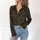 2019 Spring Leopard Chiffon Blouse Women Sexy V Neck Long Sleeve Shirt Elegant Office Lady Blouses Tops Blusas Mujer Plus Size