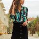 2019 Spring Summer Chiffon Blouse Women Casual Long Sleeve Turn Down Collar Shirt Vintage Print Geometric Ladies Tops Blusas 3XL
