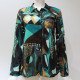 2019 Spring Summer Chiffon Blouse Women Casual Long Sleeve Turn Down Collar Shirt Vintage Print Geometric Ladies Tops Blusas 3XL