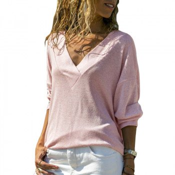 2019 Spring Women Shirts Casual Long Sleeve V Neck Knitted Blouse Shirt Solid Ladies Tops Elegant Blouses Blusas Mujer Plus Size