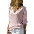 2019 Spring Women Shirts Casual Long Sleeve V Neck Knitted Blouse Shirt Solid Ladies Tops Elegant Blouses Blusas Mujer Plus Size