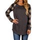 2019 Women Blouse Casual Plaid Patchwork Shirt Spring Long Sleeve O-Neck Loose Basic Blouses Vogue Female Tunic Plus Size S-5XL