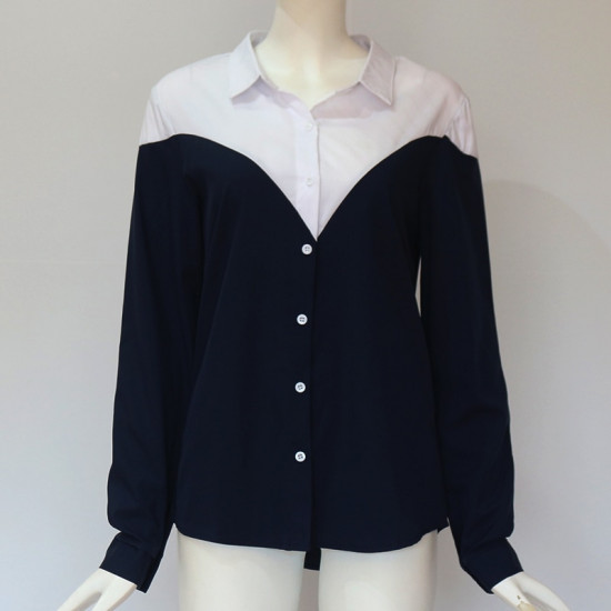 Autumn Women Blouses 2018 New Office Patchwork Long Sleeve Blouse Loose Turn Down Collar Streetwear Shirt Blusas Mujer Plus Size