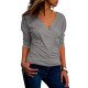 Blouse Women Cotton Top 2019 Casual Long Sleeve Shirt Fashion V Neck Solid Blouse Elegant Office Tops Tee Female Plus Size Shirt