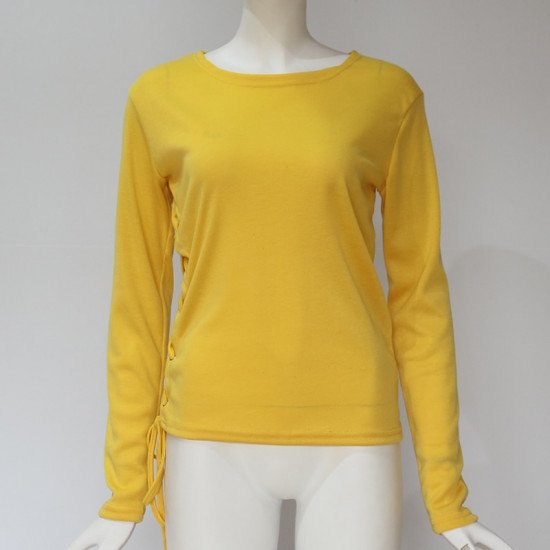 Knitted Blouse Women 2019 Spring Long Sleeve Lace Up Shirt Tops Solid Casual O Neck Blouses Shirts Camisetas Blusas Mujer S-XL