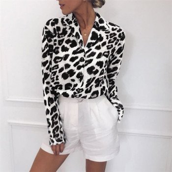 Leopard Print Blouse 2019 Women Chiffon Blouse Shirt Spring Long Sleeve Snake Print Tops Plus Size Elegant Ladies Tunic Blouses