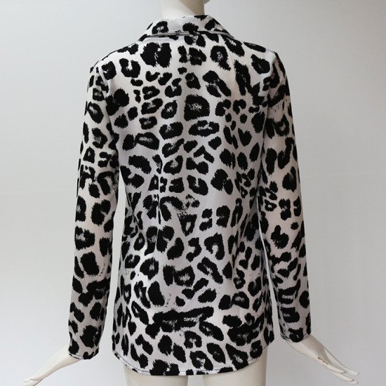 Leopard Print Blouse 2019 Women Chiffon Blouse Shirt Spring Long Sleeve Snake Print Tops Plus Size Elegant Ladies Tunic Blouses