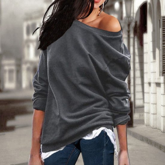 New Arrival 2018 Womens Tops And Blouses Casual Solid Long Sleeve Shirt Women Sexy Off Shoulder Blouses Loose Camisa Feminina