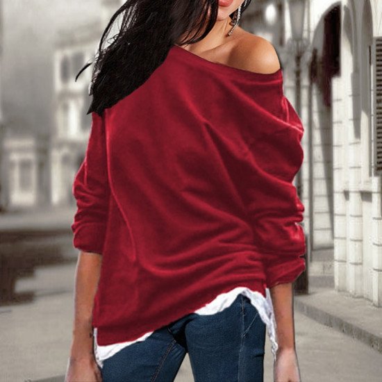 New Arrival 2018 Womens Tops And Blouses Casual Solid Long Sleeve Shirt Women Sexy Off Shoulder Blouses Loose Camisa Feminina