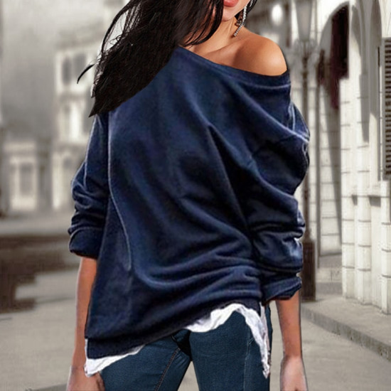 New Arrival 2018 Womens Tops And Blouses Casual Solid Long Sleeve Shirt Women Sexy Off Shoulder Blouses Loose Camisa Feminina