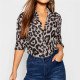 New Arrival Womens Tops And Blouses Leopard Long Sleeve Office Ladies Tops Turn Down Collar Streetwear Shirt Chemisier Femme 3XL