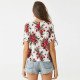 Off Shoulder Top 2019 Summer Women Short Sleeve Floral Print Blouse Casual Loose O Neck Cold Shoulder Ladies Shirt Blusas